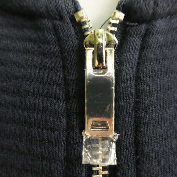 Magaschoni Man Full Zip Bomber Sweater Jacket Navy Ribbed Knit Snap Pockets L - Picture 5 of 9